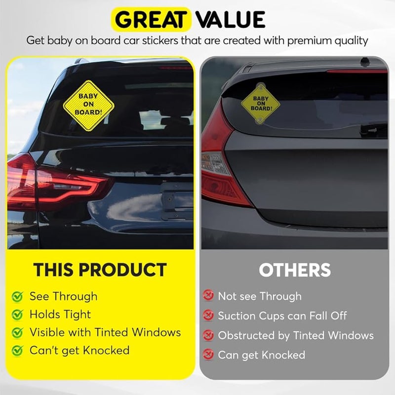 Baby On Board Car Sticker 2 Pack Text Only Durable Adhesive Weatherproof Easy Apply Remove - Image 5